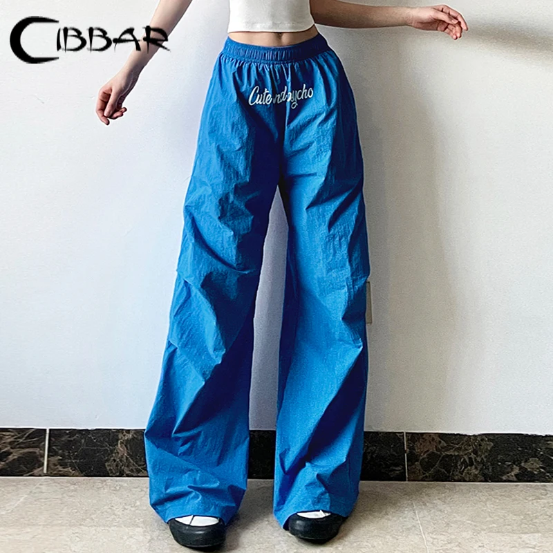 

CIBBAR Casual Letter Print Baggy Pants Women Elastic Low Rise Loose Sweatpants y2k Streetwear Trousers Harajuku Korean Fashion