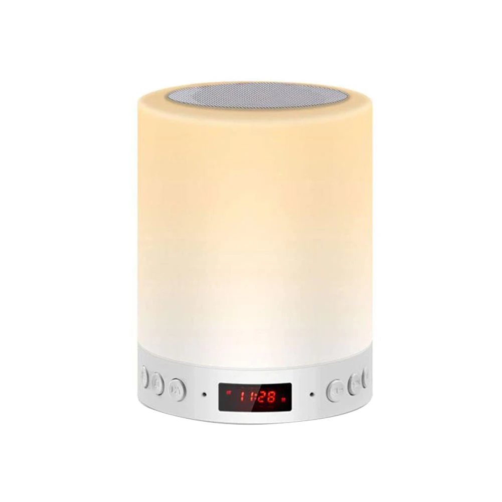 Home Decor Portable Bluetooth-compatible Speaker Night Light Gift Lamp Color Changing Touch Control Alarm Clock Wireless Bedside