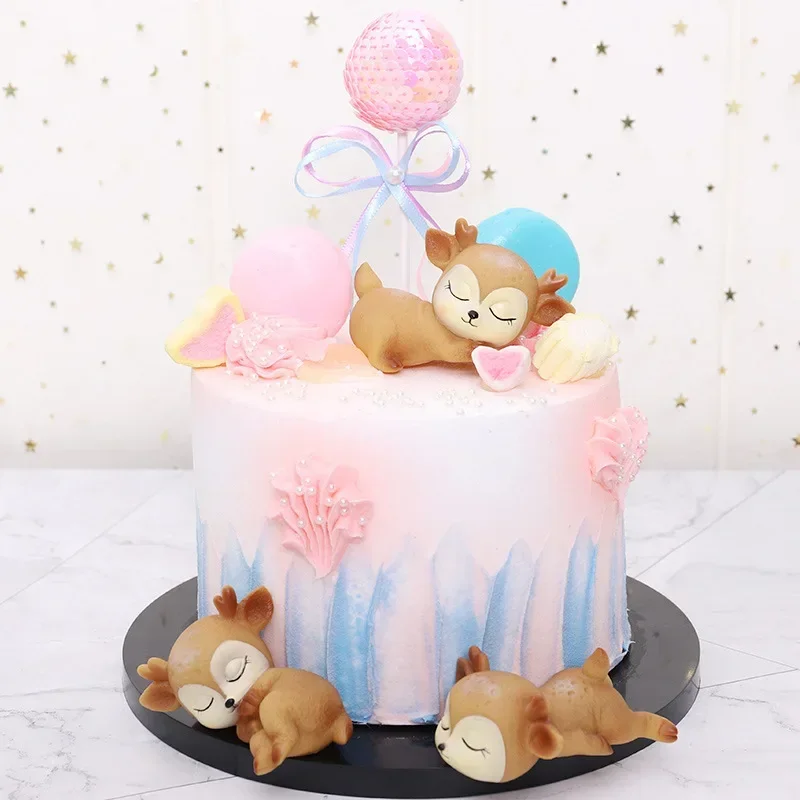 

Cute Figurine Animal Sika Deer Baking Cake Topper Decoration Miniatures Fairy Garden Ornament Craft