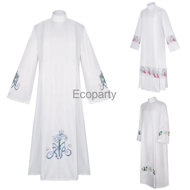 

Men's Priest Cosplay Costume Medieval Renaissance Pastor White Church Gown Christian Religious Adult Halloween Carnival Robe