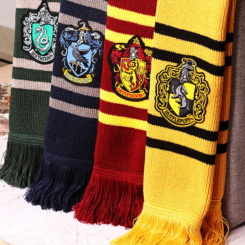 Bufanda gruesa y cálida de Harry Potter, insignia de la Universidad de Slytherin Hogwarts, Gryffindor, Hermione, regalo, Ravenclaw, accesorio de moda