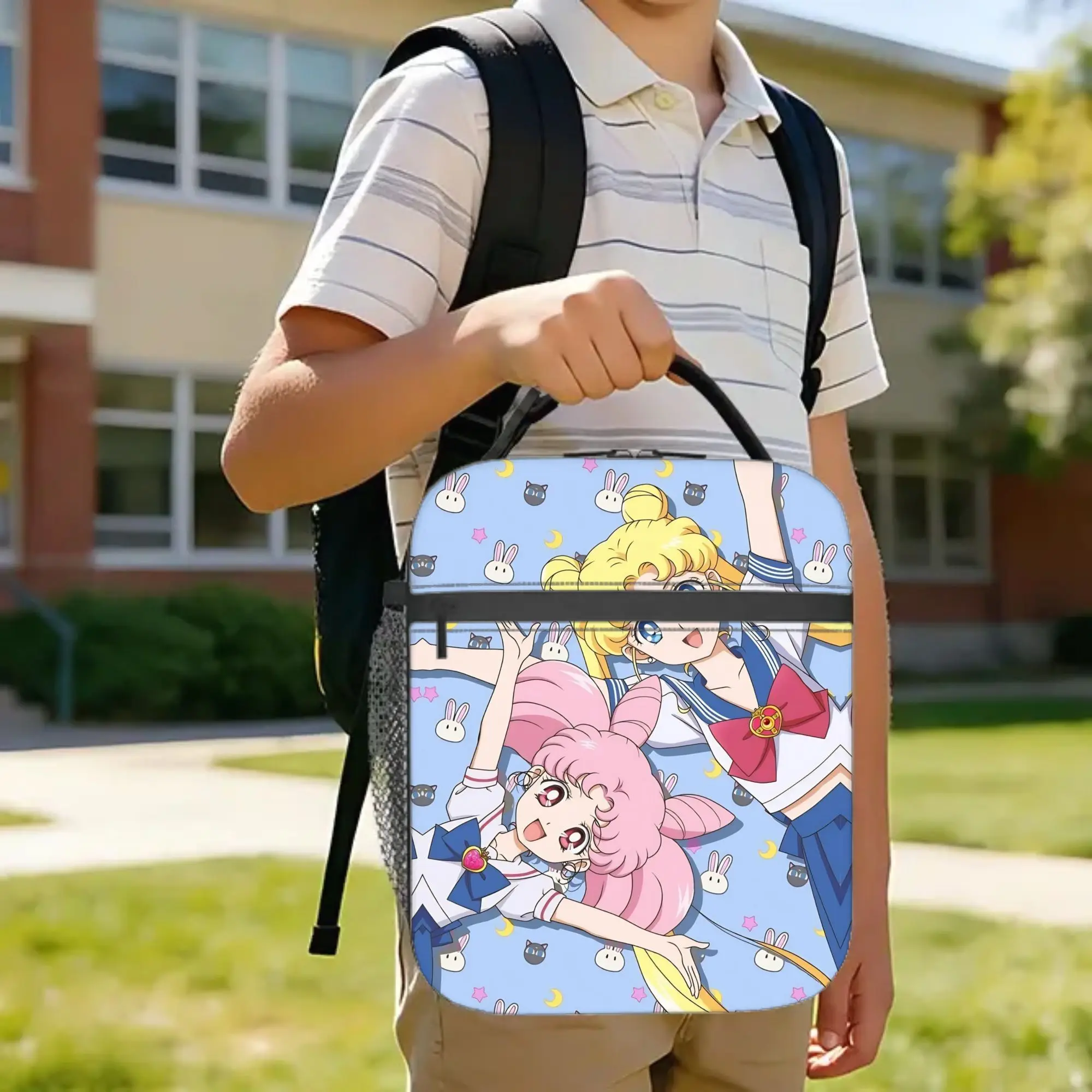 Sailors Moons Insulated Lunch Bags Cooler Bag Reusable,Lunch Container Anime Large Tote Lunch Box Food Bag Office  Picnic