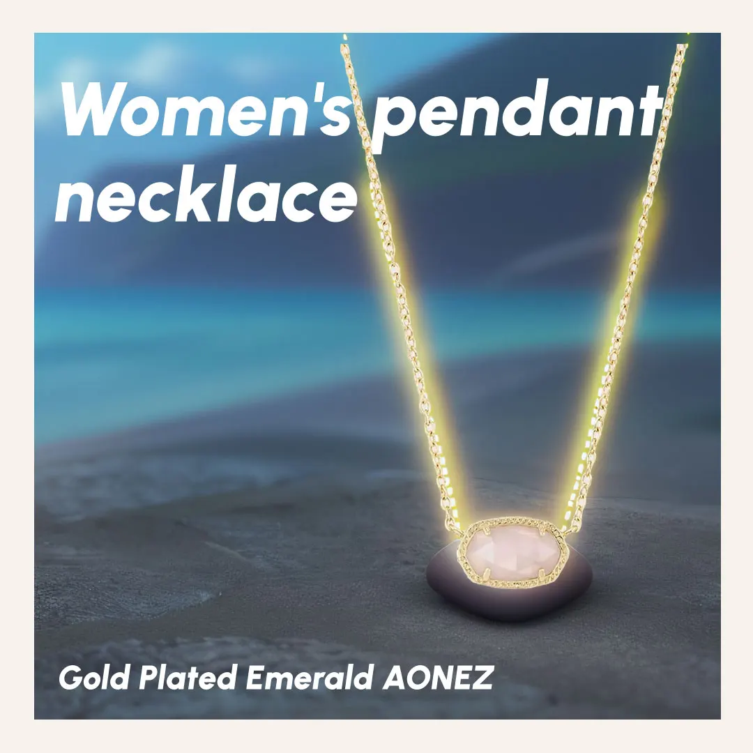 AONEZ Women\'s Long Pendant Necklace with Gold Plated Emerald - Fashion Jewelry for Women