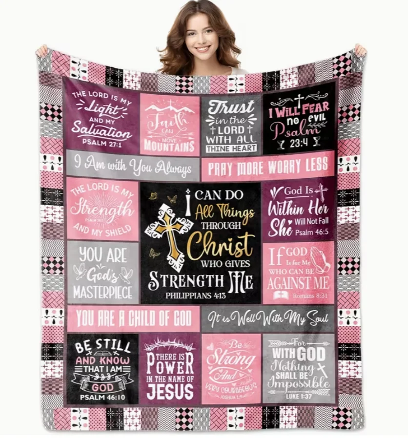 Christian Gift Blanket for Religious Enthusiasts, Soft Plush Sofa Blanket, TV Blanket