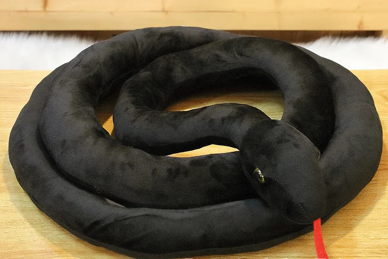 plush creative real life snake toy soft long black snake doll gift about 180cm