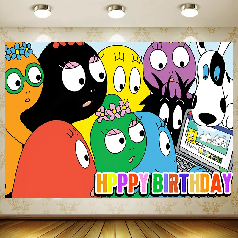 Barbapapaa  Birthday Supplies Girl Party Banner Kid Cartoon Decoration Background Photography backdrop