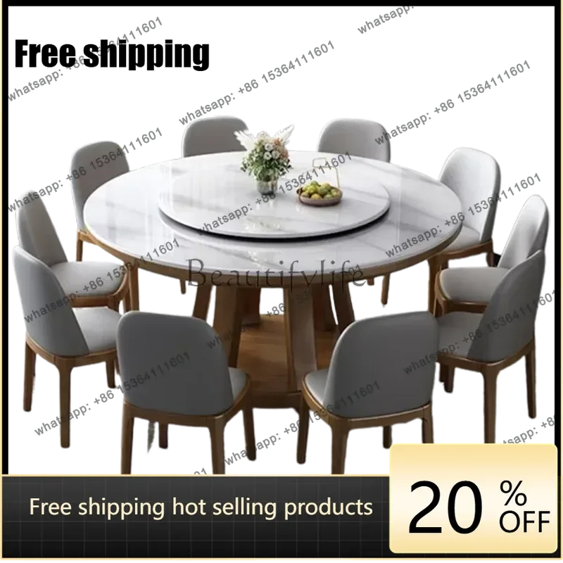 zj.Kitchen Mesa de Comedor de Lujo de Madera, Diseño Nórdico, Mesa Redonda con Sillas, Muebles de Comedor para Restaurante, Muebles de Cocina, Muebles para el Hogar