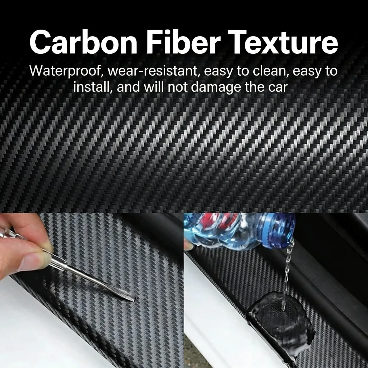 Car Door Anti-Collision Strips, Threshold Strips, 5D Carbon Fiber Tape, Protective Stickers for Modification