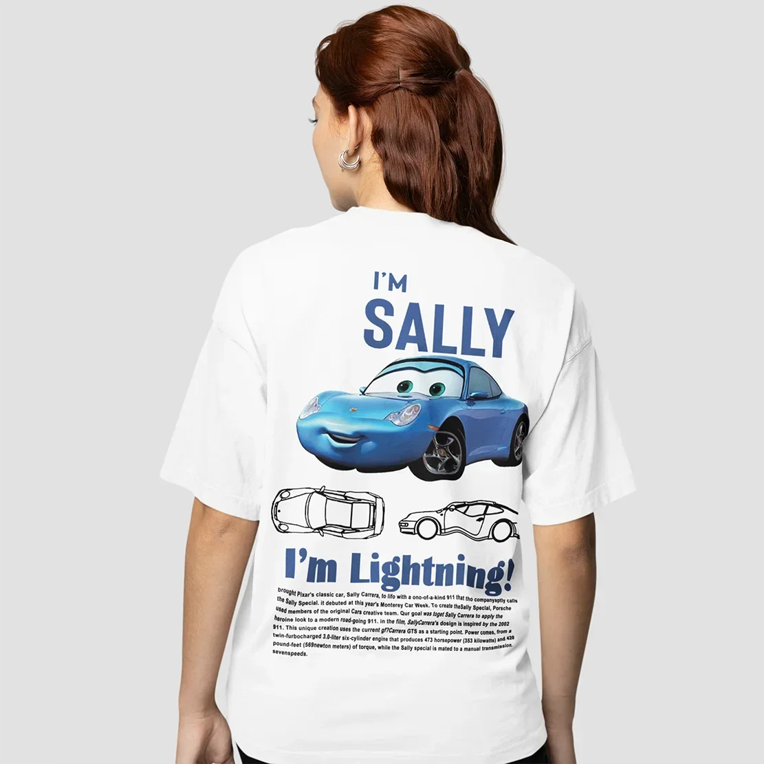 2024 Sally I'm Lightning Cars 남녀공용 맥퀸 그래픽 셔츠, 재미있는 코튼 티셔츠 상의, 티 의류, 여름 신상 