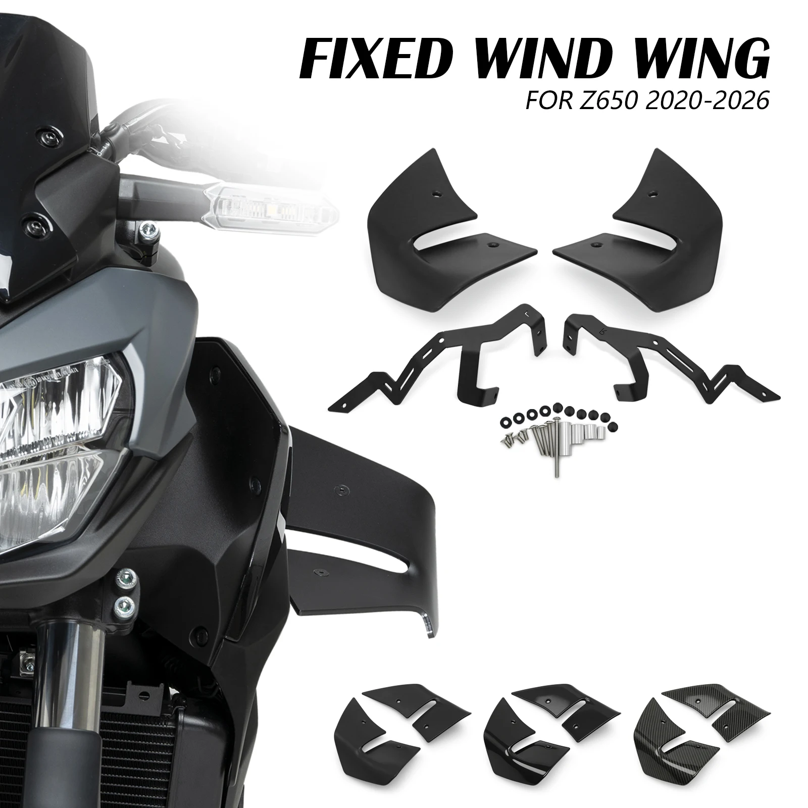 

Side Spoilers Naked Downforce Aerodynamic Wind Front Fairing Winglet For KAWASAKI Z650 2026 Z 650 2020-2025Motorcycle Accessorie