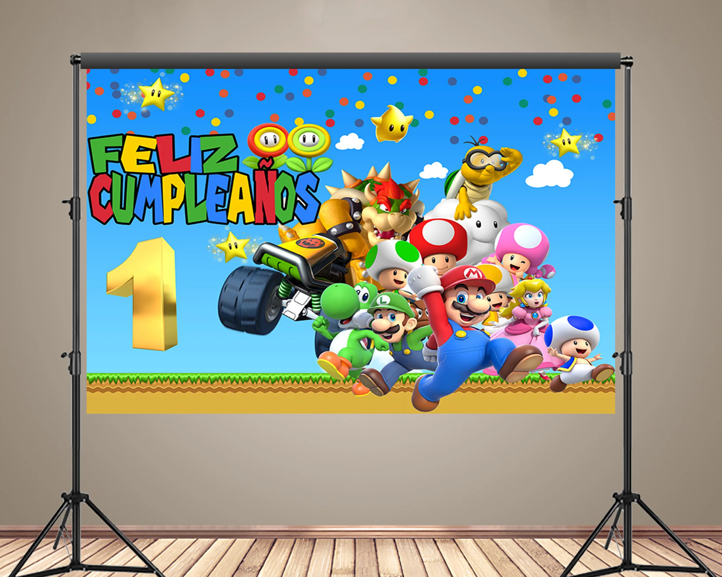 

Задний фон для детской фотосъемки в стиле Super Mario Bros