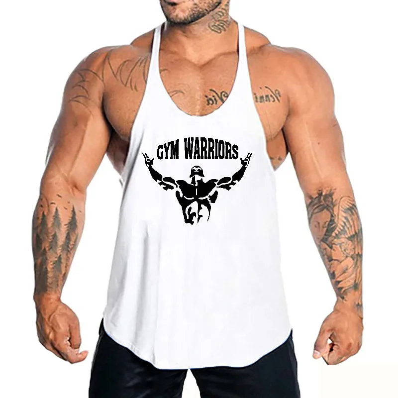 Gym Fitness Bodybuilding Muscle Tank Tops Mens Running Sport Sleeveless Casual T-shirts Summer Cotton Breathable Y-back Vests