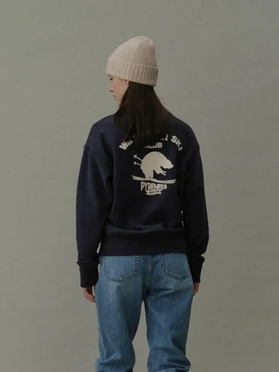 Sweat-shirt à manches longues pour femmes, style Preppy, ours mignon, Design de mode russe, pull ample surdimensionné, chemises marine, automne