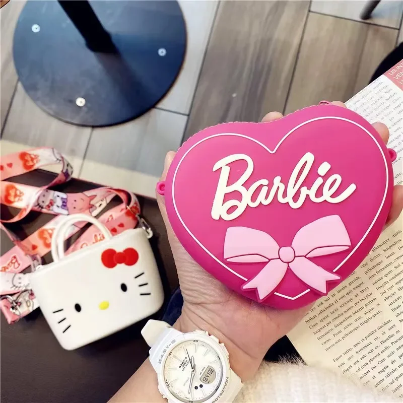 Barbie Love Shoulder Bag Cartoon Fashion Children\'s Mini Silicone Skew Bag for Baby Girls Out Change Storage Decorative Bag