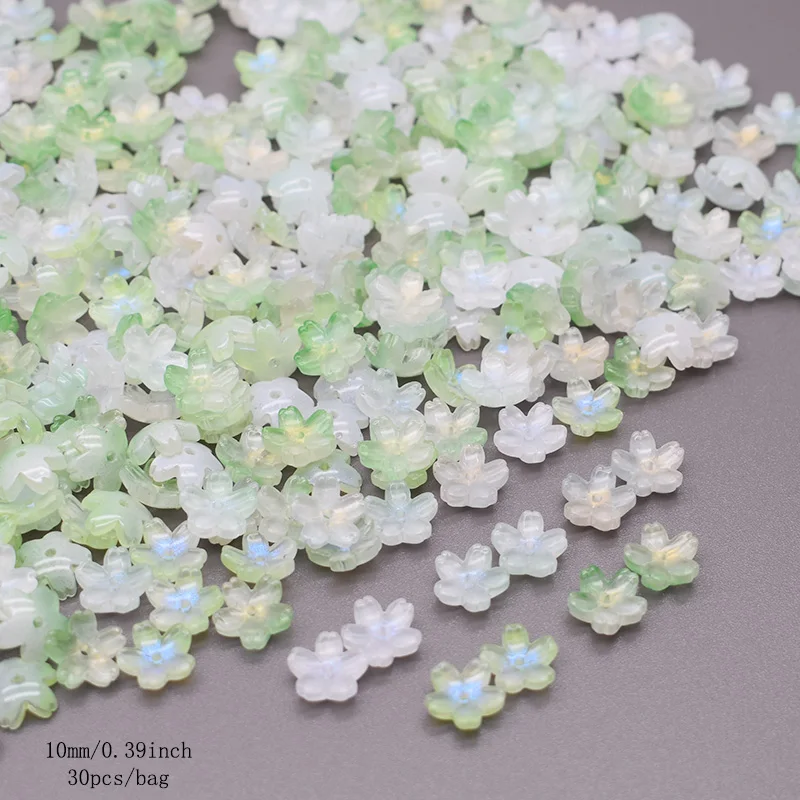 Mix Color 30pcs 10mm Cherry Blossom Bead Czech Glass Loose Beads for Jwelry Making DIY Accessories Handmade