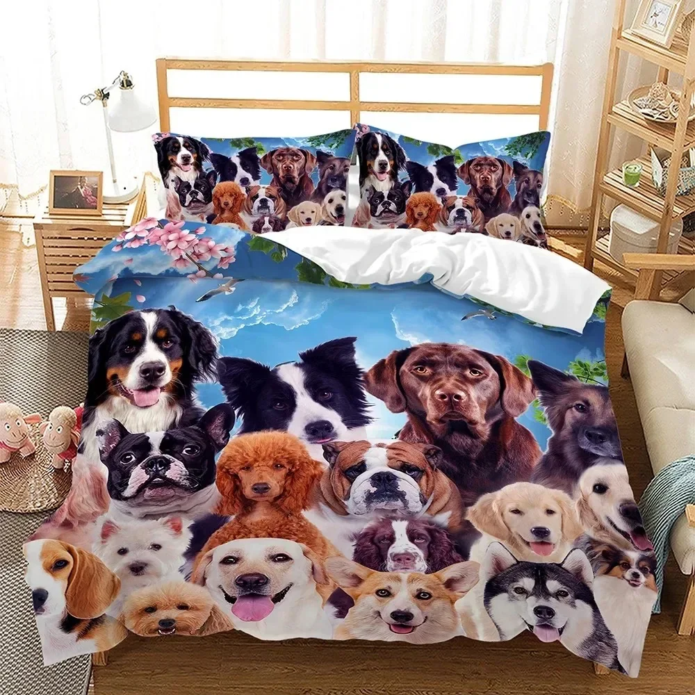 Cute Animals Dogs Cats Horses 3D Bedding Duvet Cover Bedding Set Comforter Linen Pillowcases Gift Single Double King Queen