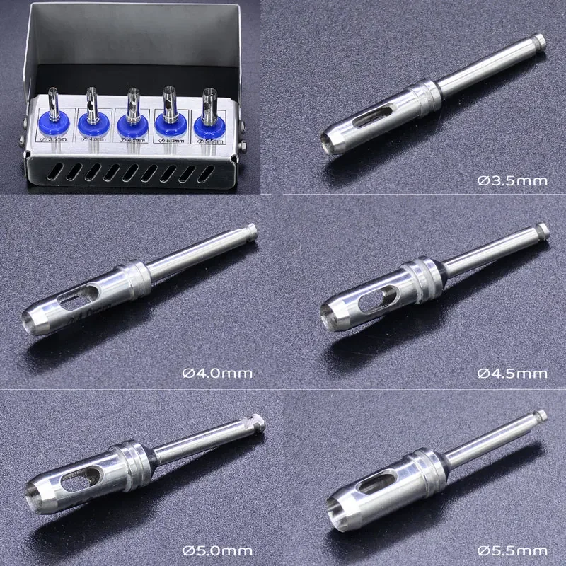 5pcs/set Dental Tissue Punch Stainless Steel Positioning Surgical Dental Implant Drills for Dental Implant Surgery