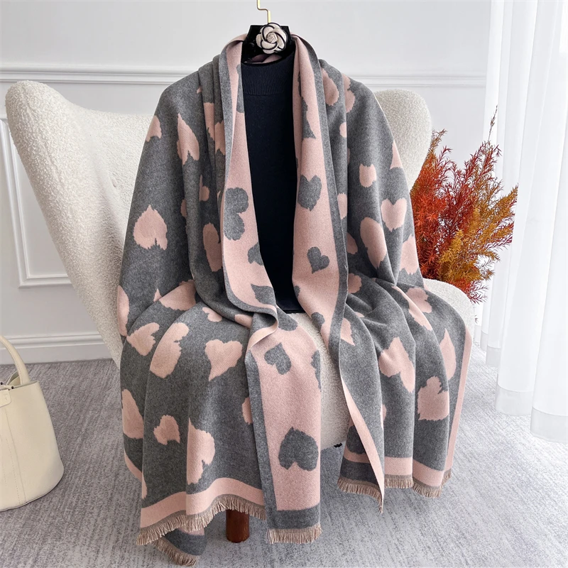 

Роскошный зимний кашемировый шарф для женщин, теплые шали из пашмины с принтом, толстое одеяло, женское элегантное пончо, массивные палантины Bufanda