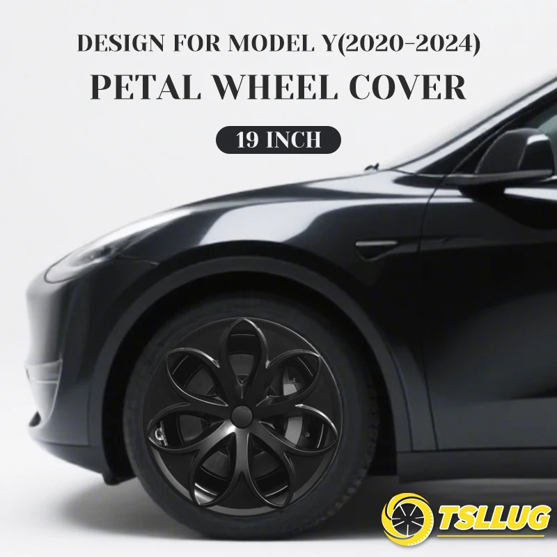 

TSLLUG 4PCS Wheel Hub Caps For Tesla Model Y 2020-2024 19-inch Petal Style Car Wheel Hubcap Accessories Full Edge Wrapping