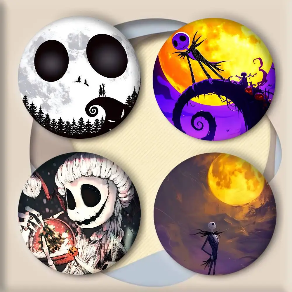 Cartoon Movie The N-Nightmare Before C-Christmas Manga Badges Round  Cartoon Brooch Clothes Backpack Accessories Lapelnd Laserh