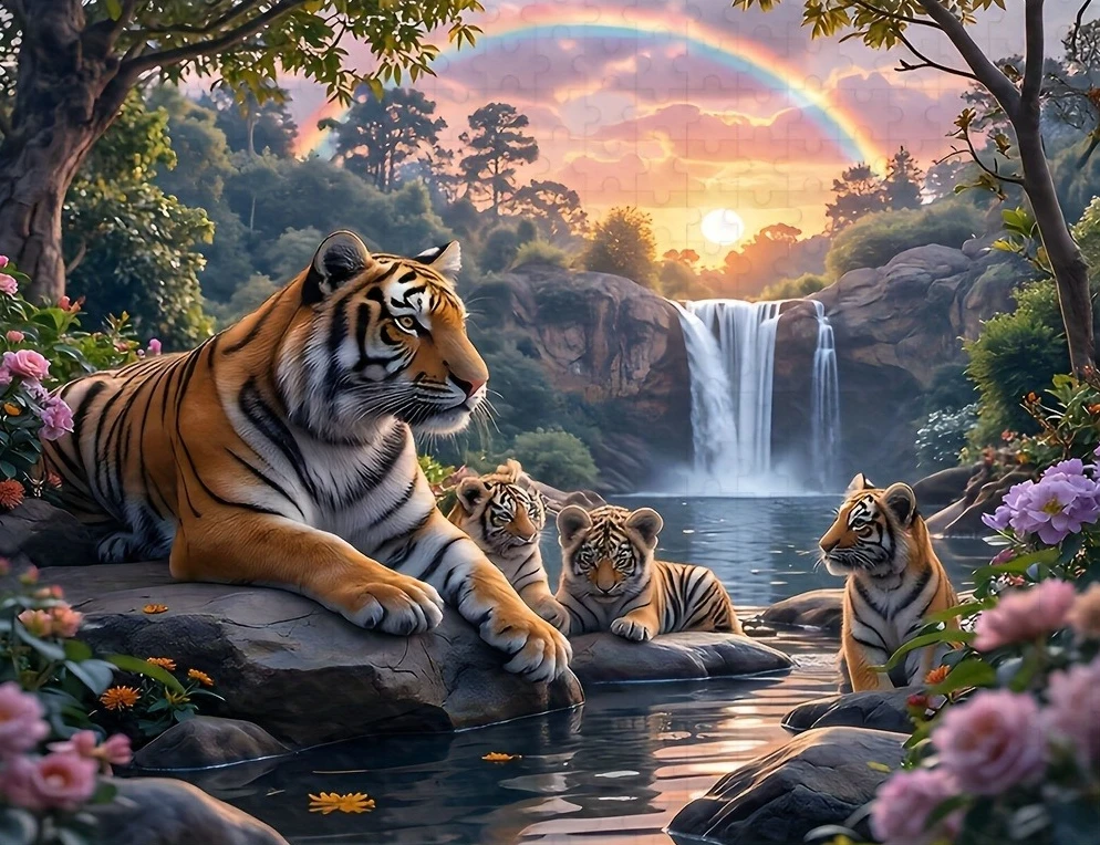 

1 Box of 500/1000/1200/2000PCS Puzzles for Adult The Tiger Family Jigsaw The Gift for Family and Friend DIY Home Decoration