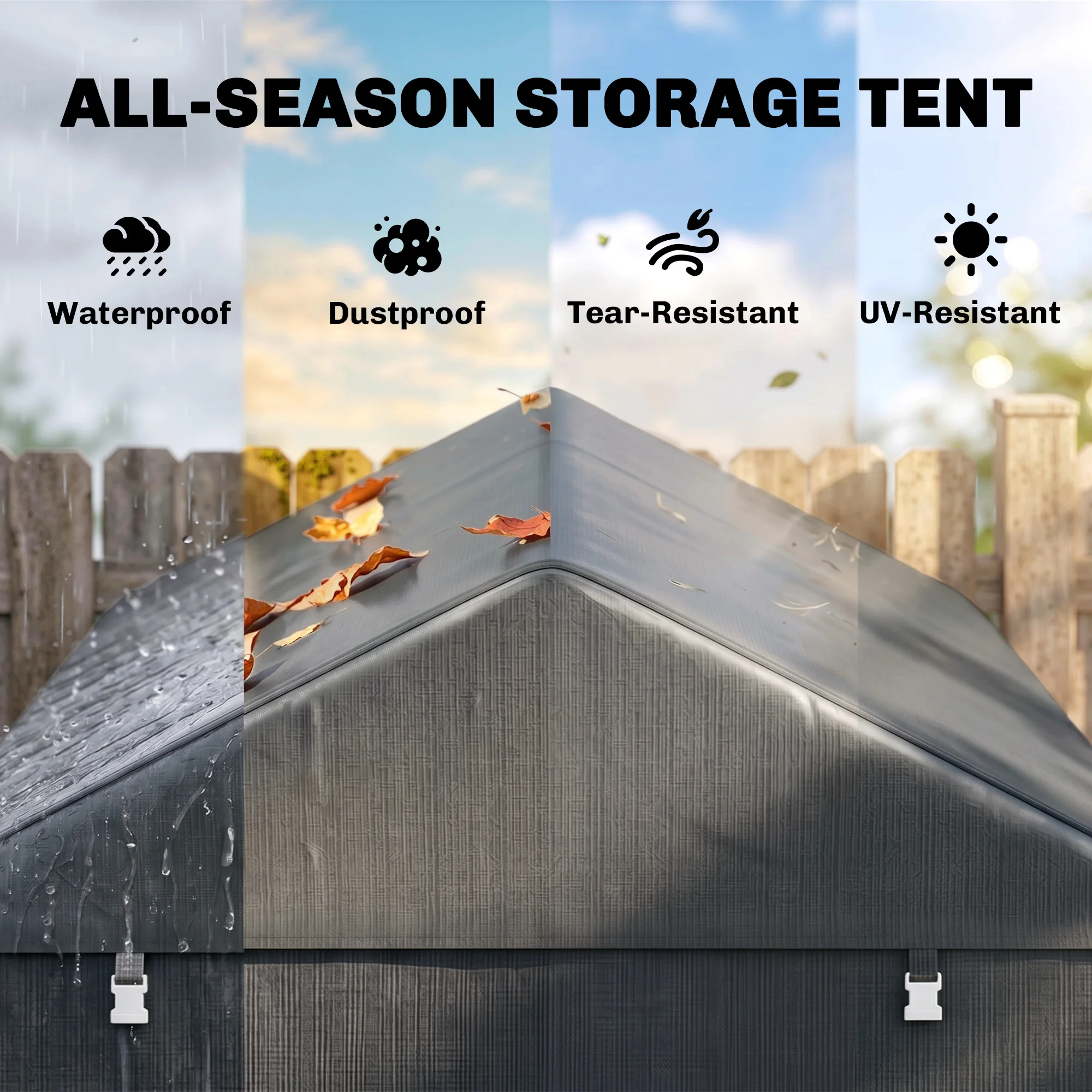 1.6 X 2.2m Portable Garden Storage Shed for Motorbikes, Tools, Bikes, Dark Grey