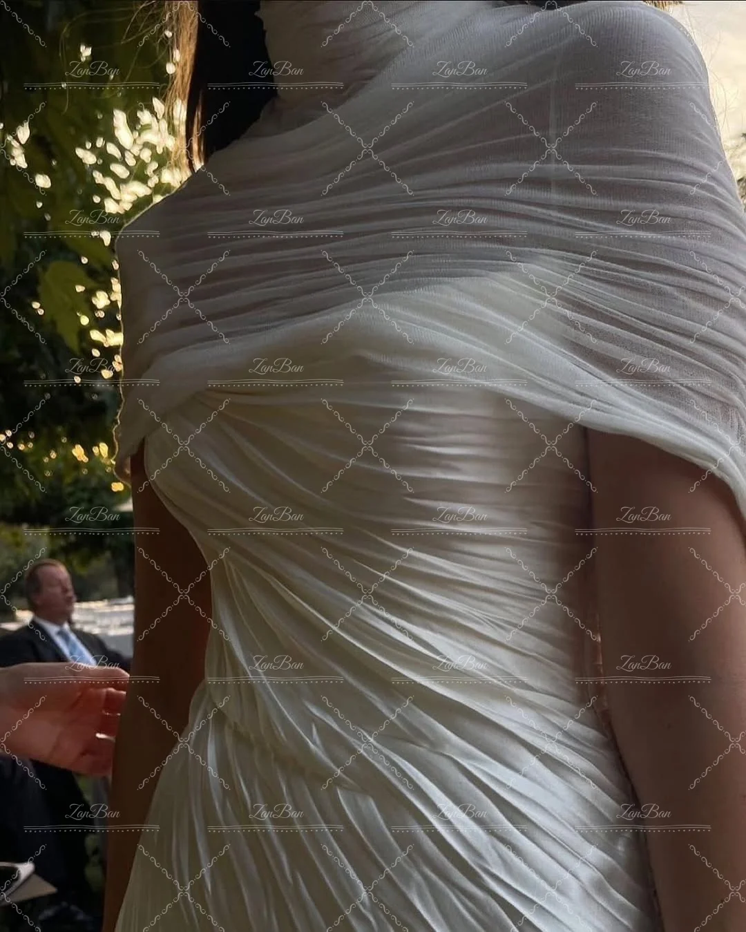 ZanBan 2026 Modern A-line Wedding Dress Pleat Floor-Length Evening Gown With Shawl свадебное платье Customised