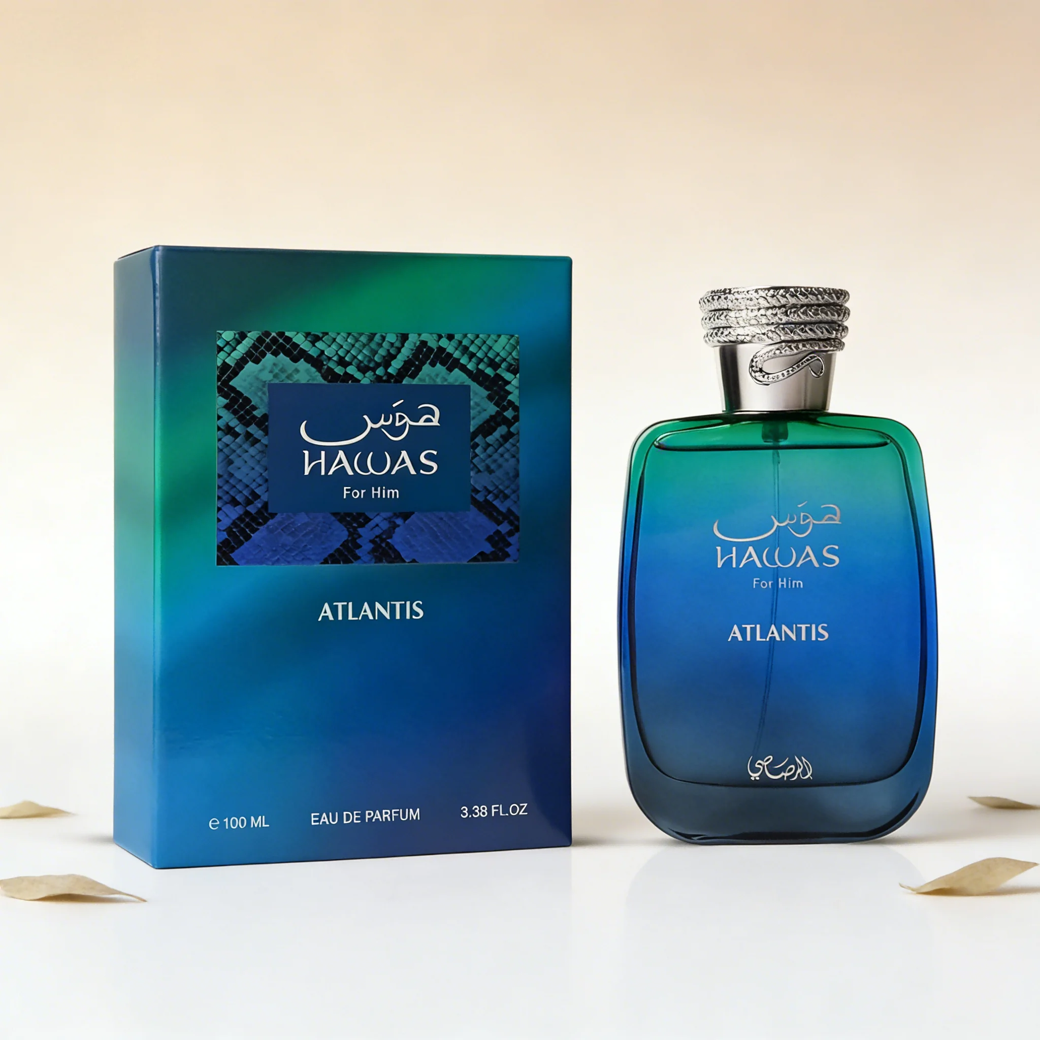 Perfume Hawas Atlantis For Him para Hombre 3.38oz, Aroma Cítrico y Herbal, Aroma Masculino Limpio y Revitalizante