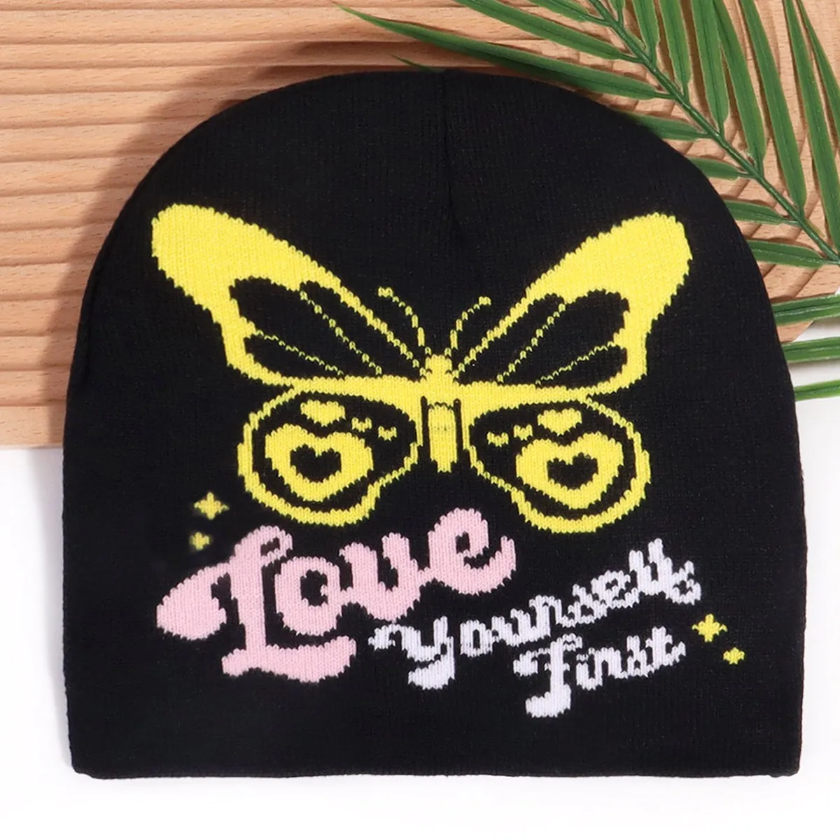 Butterfly Girls White New Outdoor Knitted Winter Hat Women Girl's Warm Caps Soft beanie Cheap Knitting Cap for Men Boy Man