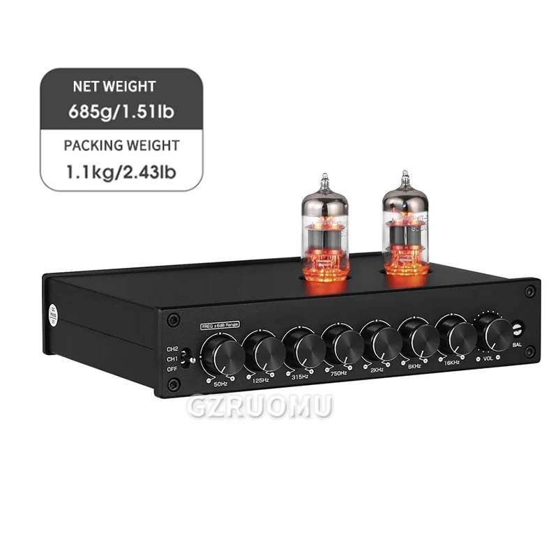 T8PRO HiFi Valve Tube Stereo Balanced XLR/RCA Preamp 7-band EQ Equalizer Home for Home Speaker with Tone Control