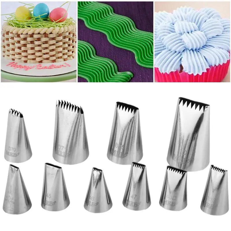 Stainless Steel Piping Nozzle for Baking, Double Row Mouth Design, Cookie Squeezer Mold, Manual Mold, 8 PCs/Lot