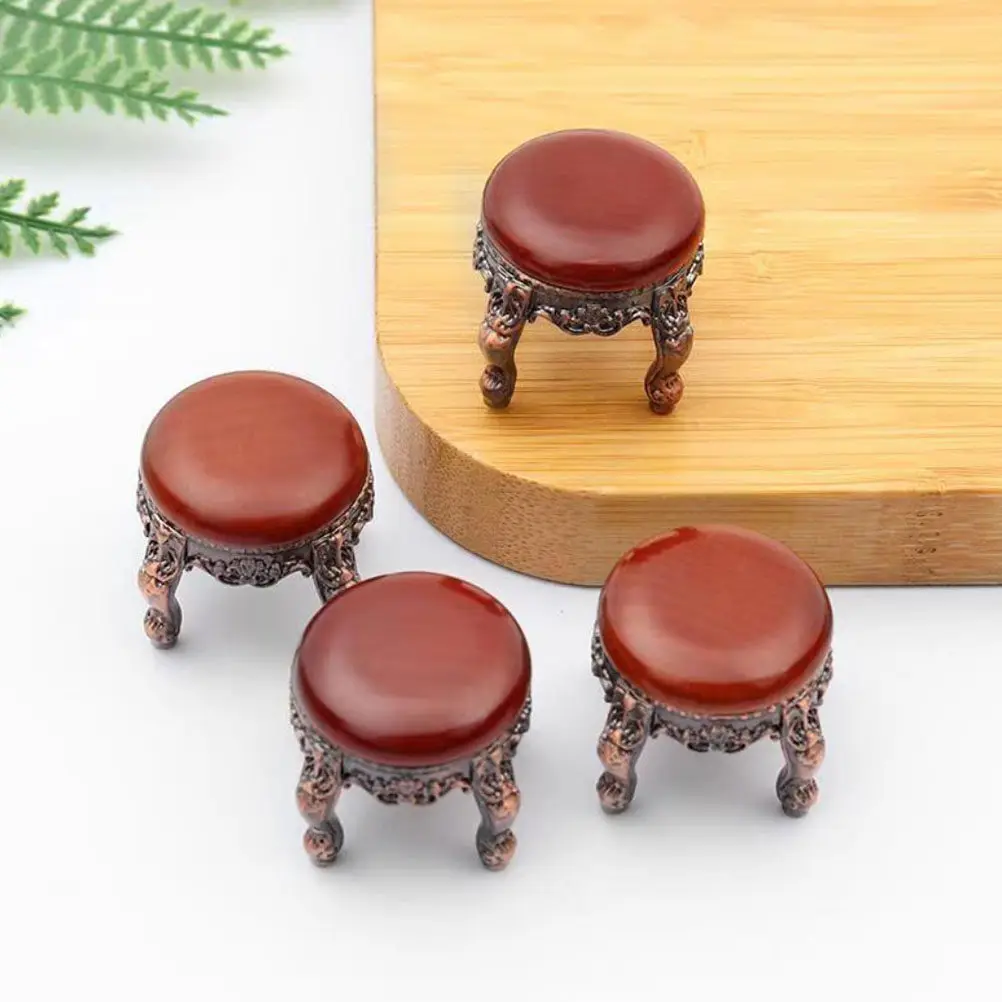 4Pcs Mini House Stool Beautiful Miniature Vintage Micro Landscape Stool Ornament Miniature Furniture Decor High Quality