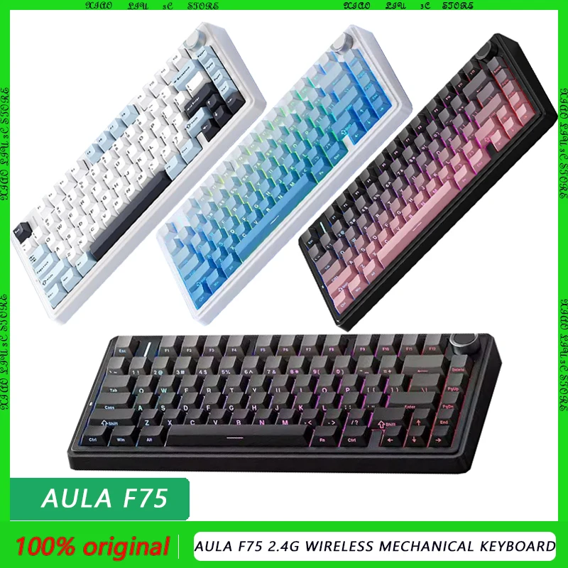

AULA F75 2.4G Wireless/Bluetooth/Wired Gaming Mechanical Keyboard 75% Layout RGB Customized F75 Gasket PC Game Keyboard