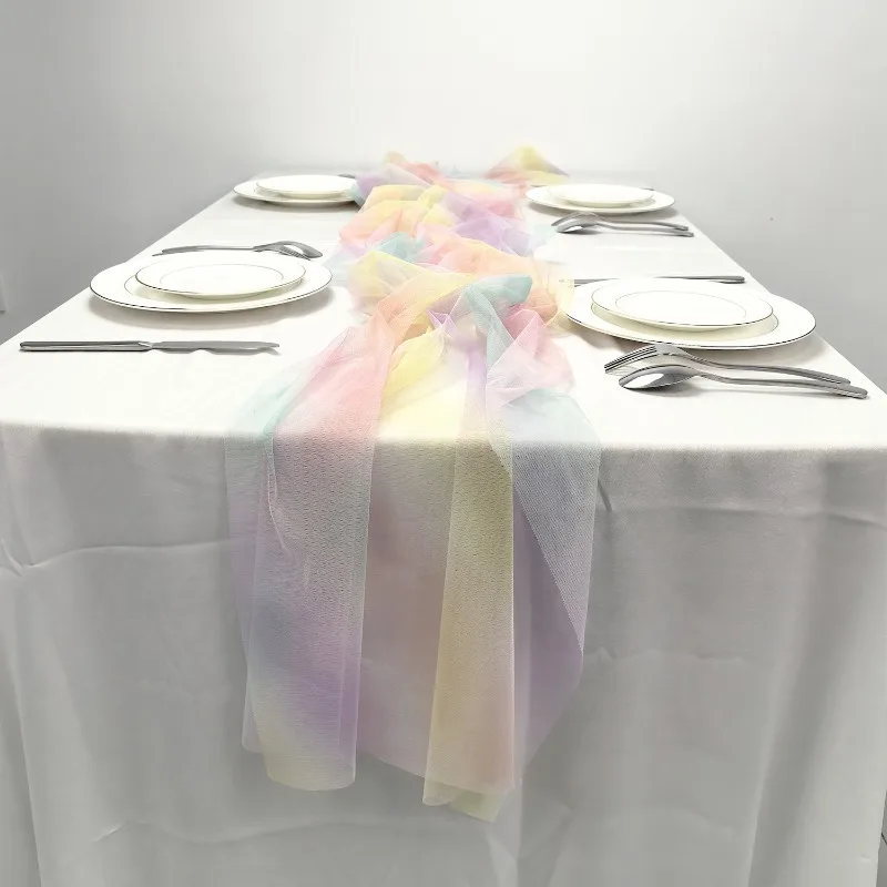 Rainbow Table Runner Colorful Wedding Party Decor Joyful Vibrant Essential for Birthday Festival