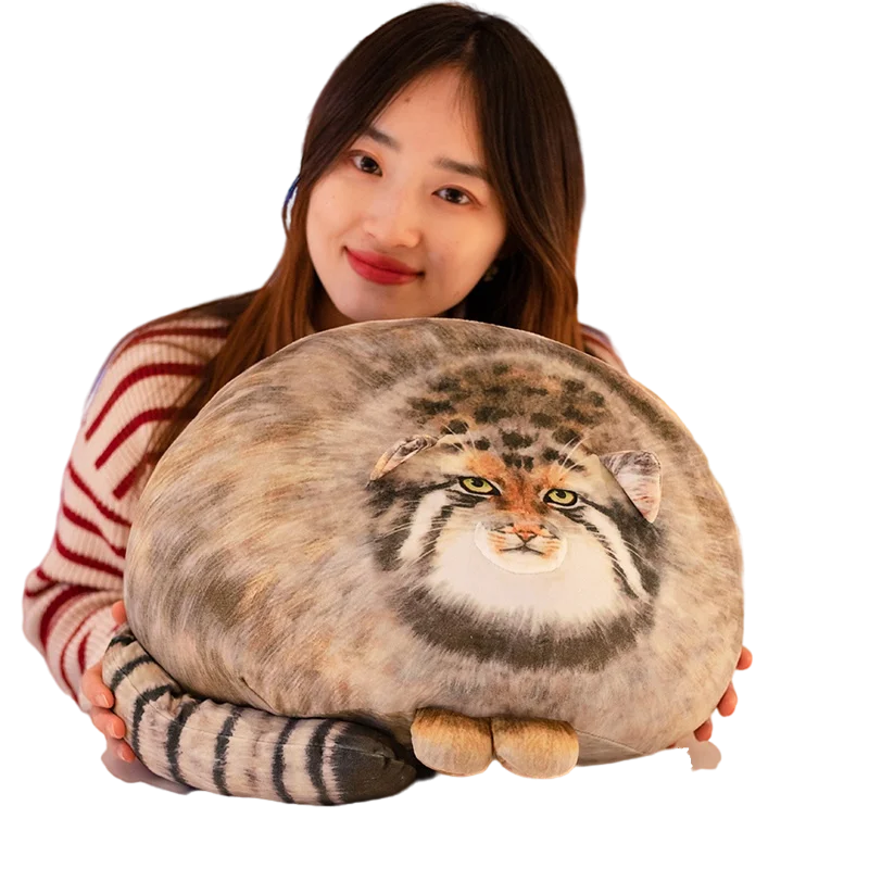 30/40/50cm Brown Simulation Manul Cat Plush Pillow Stuffed Wild Animal Like Real Image Printed Cushion Sofa Chair Decor Gift