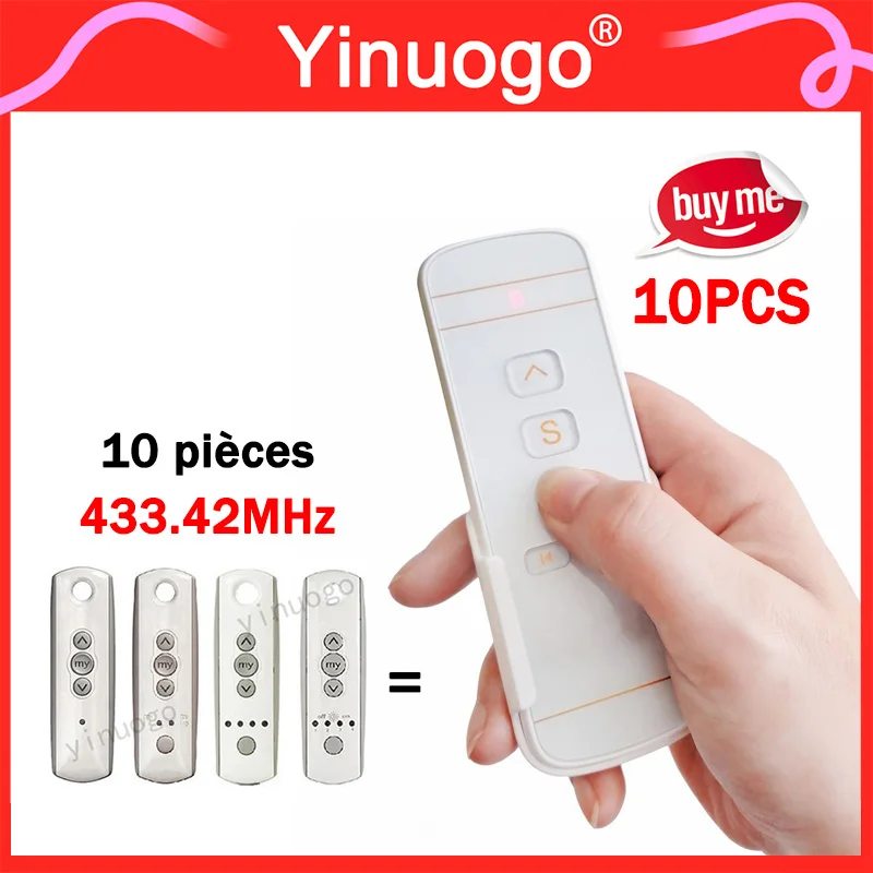 10PCS Gate Remote Control 433.42MHz For Telis 4 Pure / Telis 1 Pure 5 Channels 1810633 1810632 1810632A 1810631 Garage Door