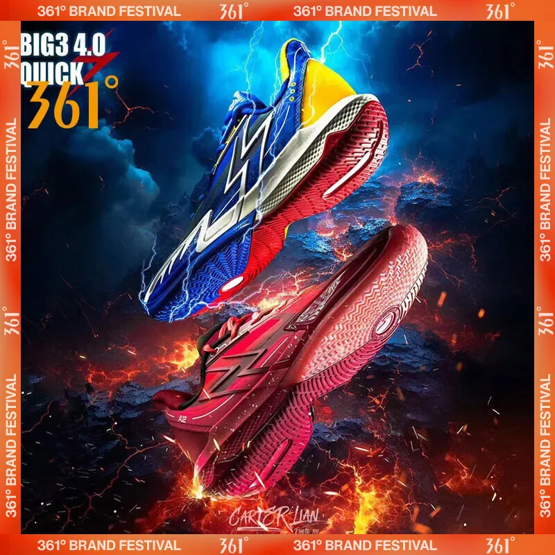 361 Degrees BIG3 4.0 Quick Men's Basketball Sports Shoes Wear-Resistant Non-Slip Mesh Breathable Low-Cut Sneaker Male 672321105