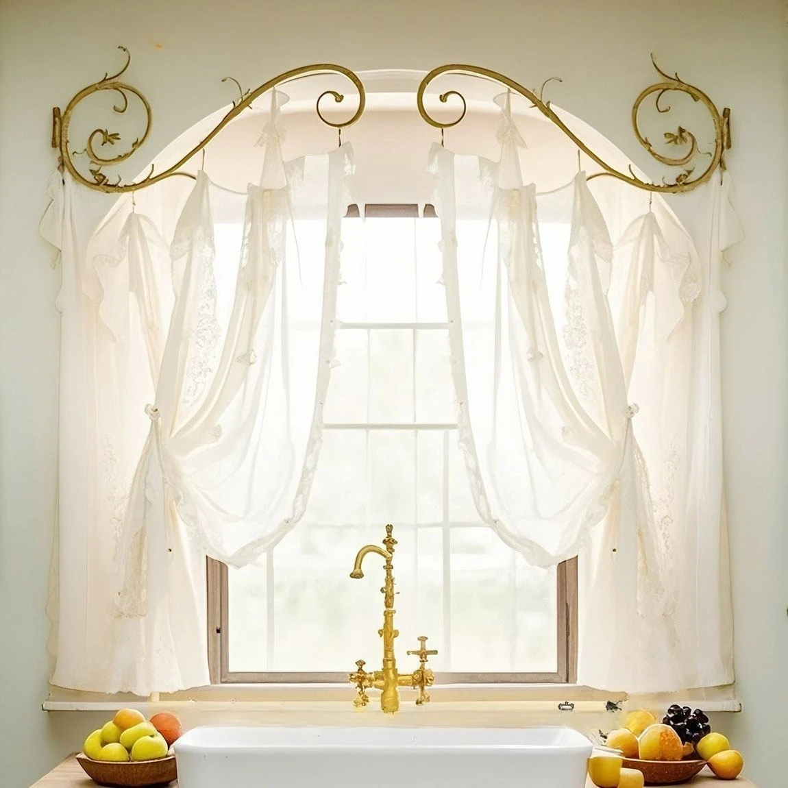 Original Brass Vine Rotatable Multifunctional Bed Mantle Frame Curtain Shelf Bed Head Curtain Lace Decorative Bedroom Background