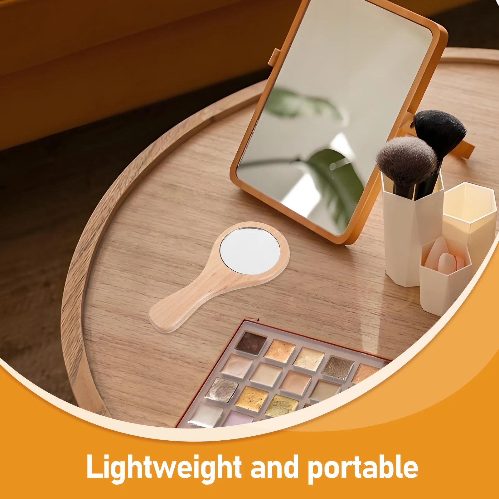 3 szt. Ręczne lusterko do makijażu Mini Przenośne Okrągłe Drewniane Lusterko Podróżne Kieszonkowe do Makijażu i Golenia dla Kobiet i Mężczyzn