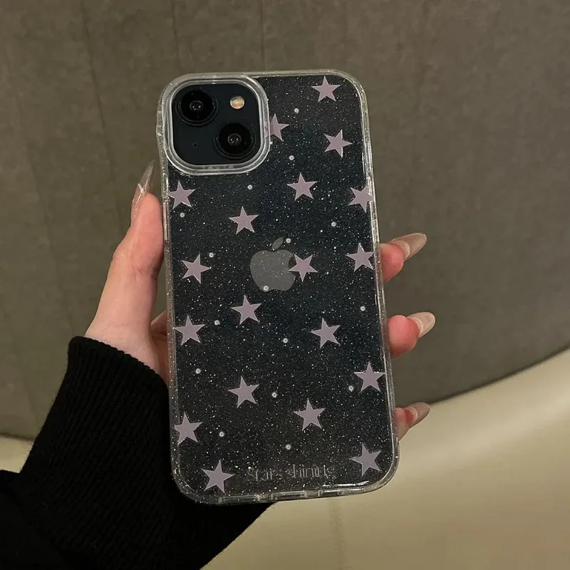 

Luxury Bling Glitter Star Clear Case For iPhone 15 14 Pro Max 13 12 14 15 16 Pro Shockproof Transparent Soft Cover