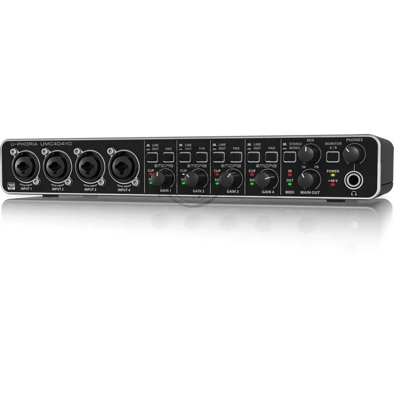 BEHRINGER UMC404HD Audiophile 4x4, 24-Bit/192 kHz USB Audio/MIDI Interface with Midas Mic Preamplifiers for Live Streaming