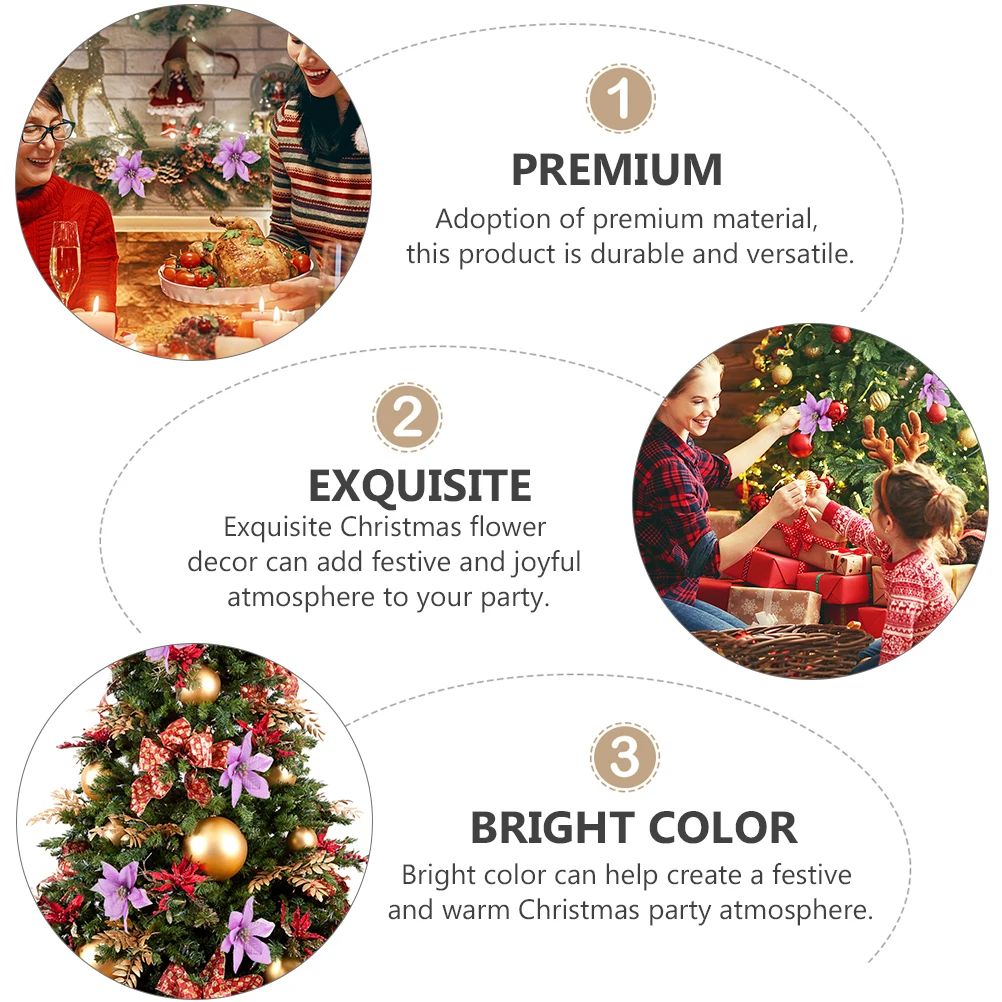 

36Pcs Christmas Simulation Flower Artificial Decorative Flower Xmas Tree Ornament Party Adornment Christmas Decoration