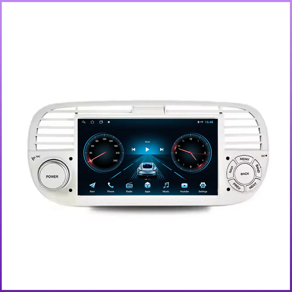 7 inch Android 16 Auto voor FIAT 500 2007-2015 GPS Navigatie Draadloze Carplay Auto Multimedia Videospeler Stereo Autoradio tools BT - afbeelding 2