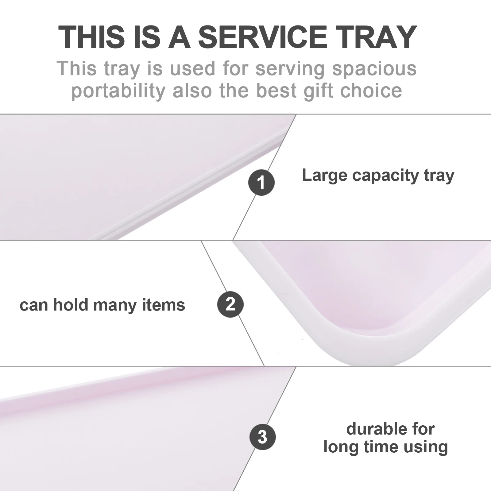 

White Tray High Quality Plastic Serving Tray Portable Organizer for Parties Offices Bathrooms Crafts Storage Container