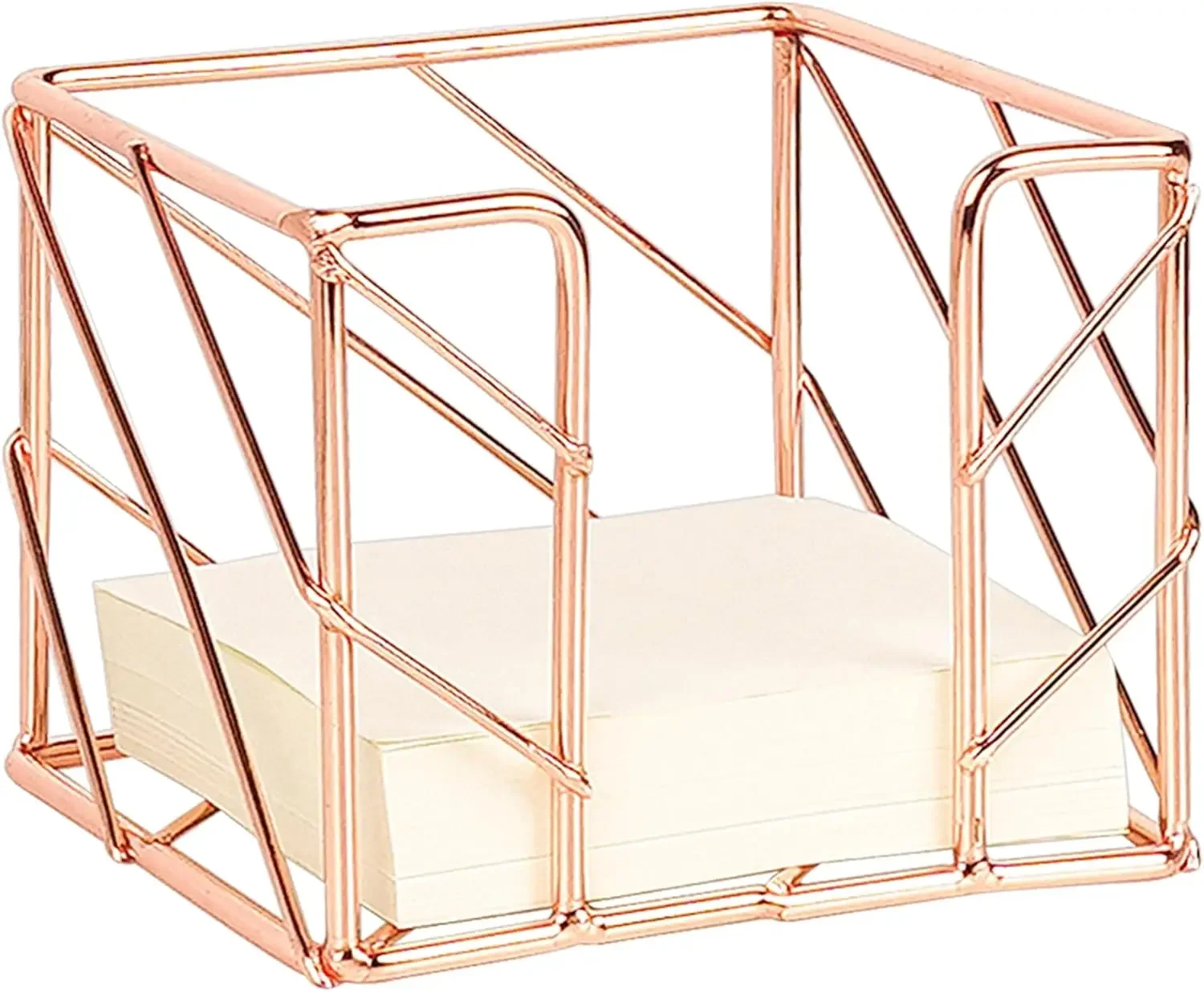 Sticky Note Holder Rose Gold Memo Note Cube Holder Dispenser Notepad Holder for Pen Pencil Office Home School Desk Supplies