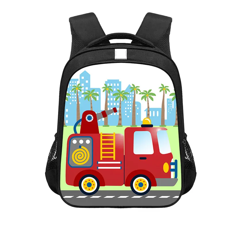 Cartoon Fire Truck Print Backpack Children School Bags Baby Schoolbags Kids Kindergarten Backpack Book Bag Boys Daypackgift