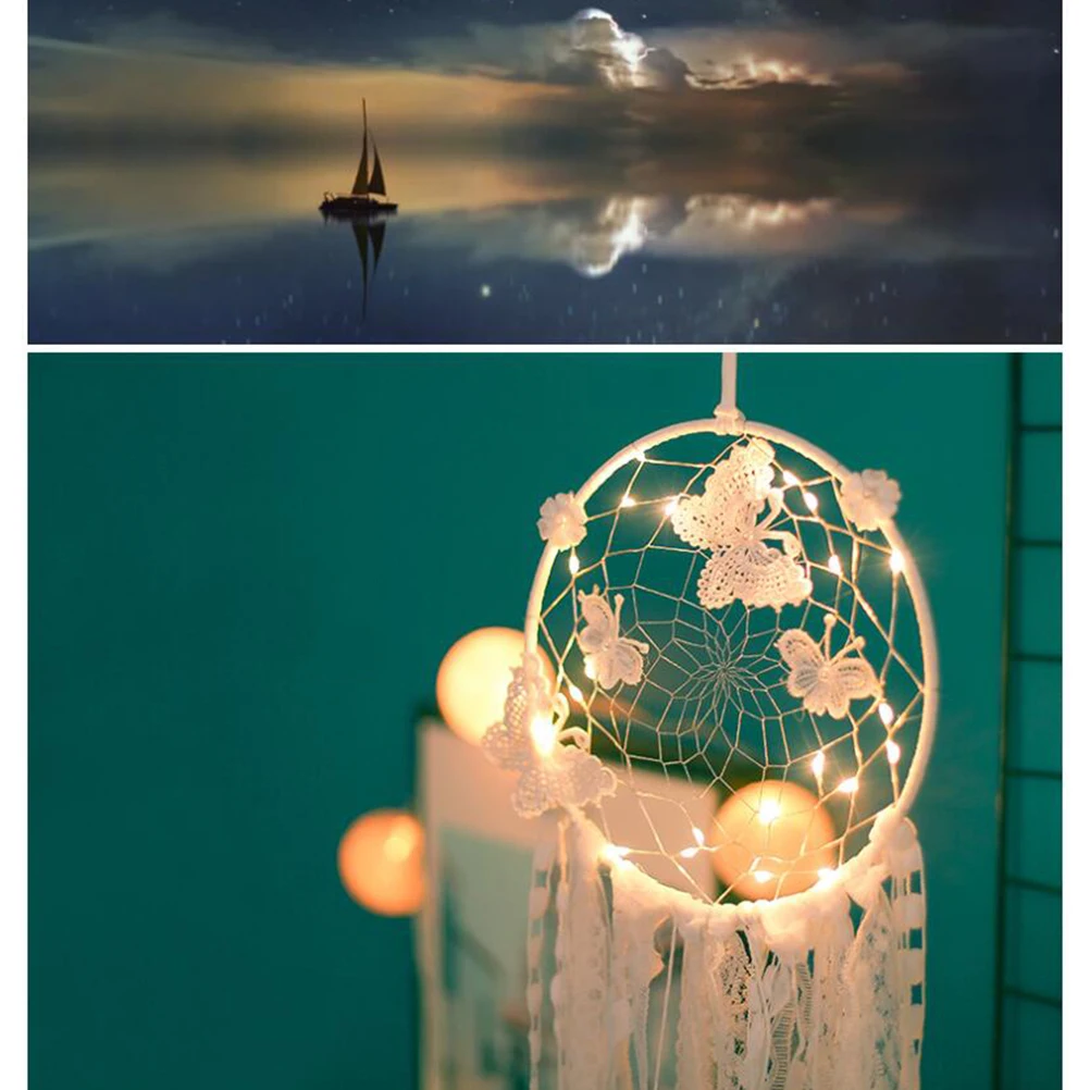 

Creative Dreamcatcher Hanging Decor Bedroom Wall Ornament Colorful Bedroom Living Room Decoration White With Light