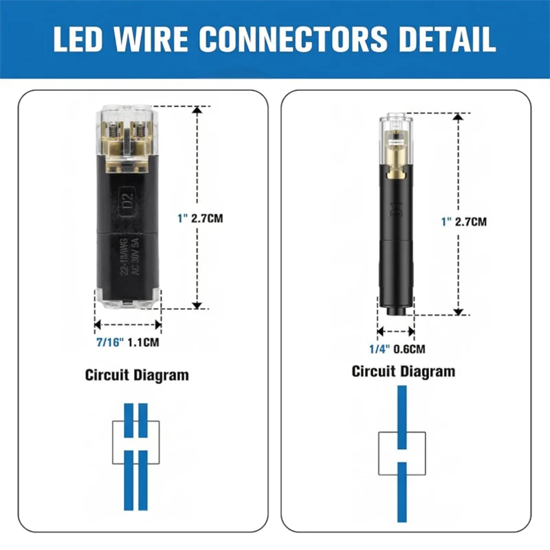 50PCS 2Way Cable Plug in Connector Kit Quick Wire Connector No Stripping  Disconnect Led Light Strip Connectors for Car Electric