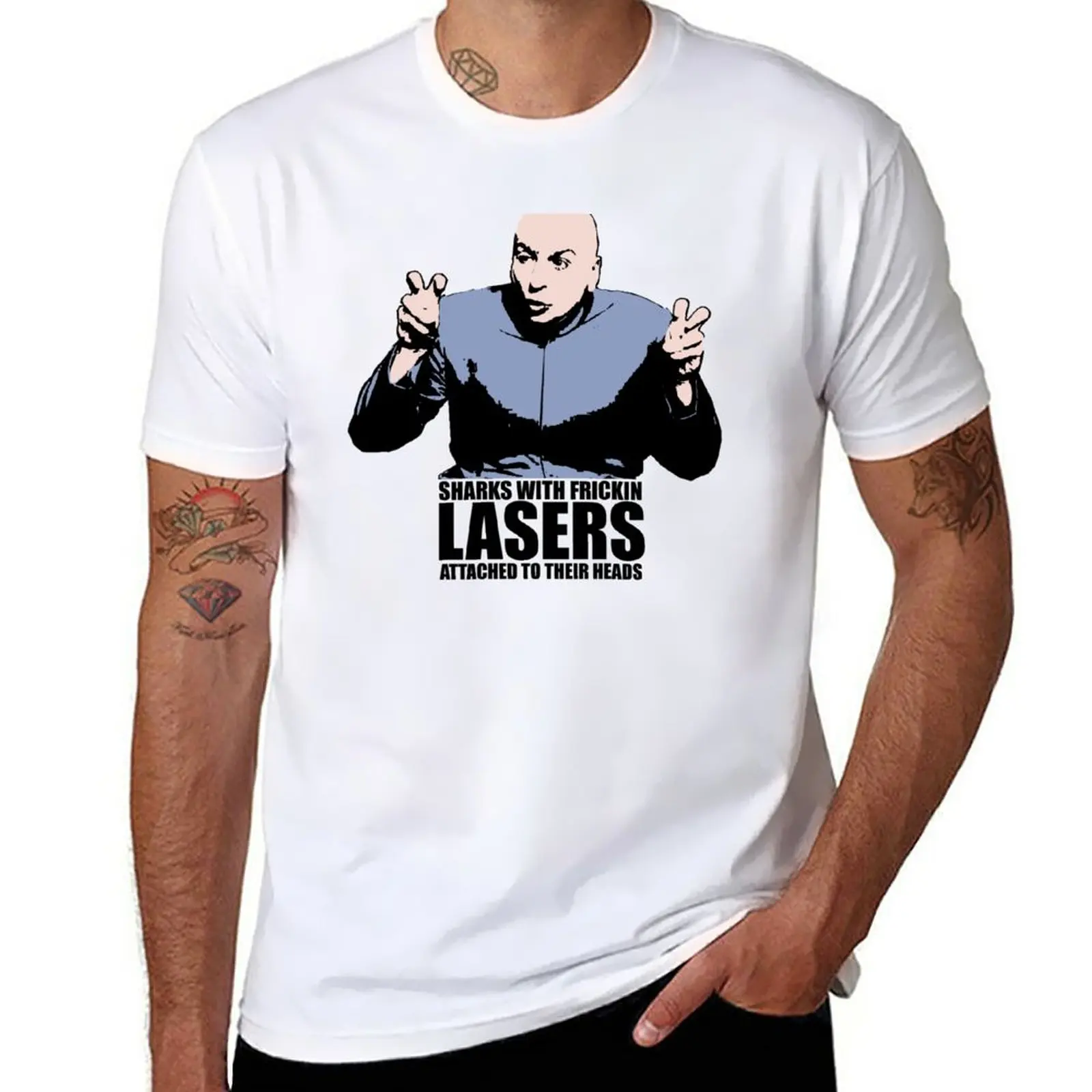 New Dr. Evil Sharks With Frickin Lasers Austin Powers Tshirt T-Shirt custom t shirts summer top t shirt for men