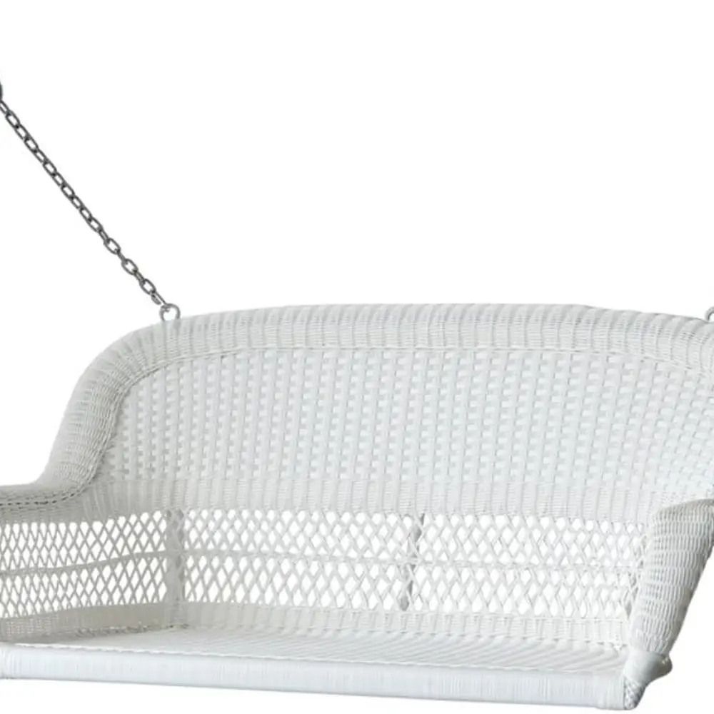 

Elegant White Wicker Swing for Porch Relaxation